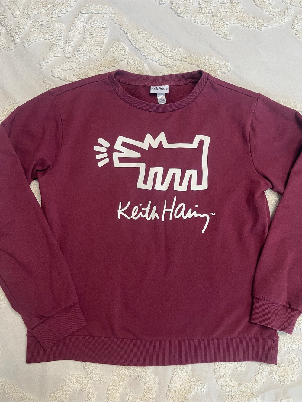 Woman’s  Maroon Keith Haring  Crewneck Sweatshirt